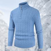 Strickpullover mit Zip-Up Stehkragen
